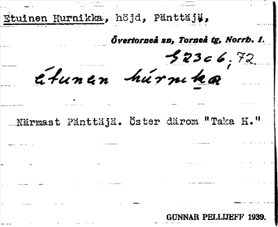 Bild på arkivkortet för arkivposten Etuinen Hurnikka