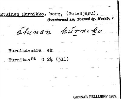 Bild på arkivkortet för arkivposten Etuinen Hurnikko