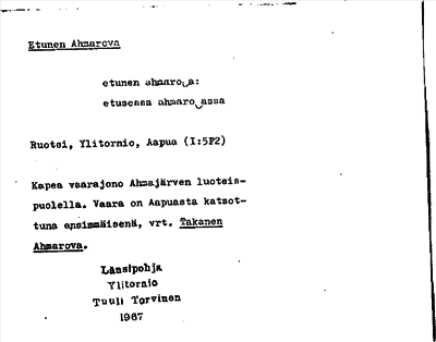 Bild på arkivkortet för arkivposten Etunen Ahmarova