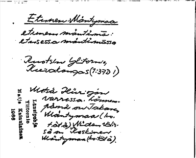 Bild på arkivkortet för arkivposten Etunen Mäntymaa