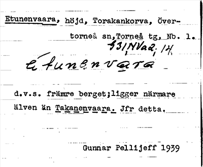 Bild på arkivkortet för arkivposten Etunenvaara