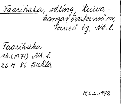 Bild på arkivkortet för arkivposten Faarihaka