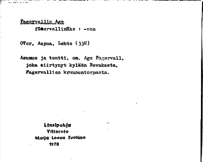 Bild på arkivkortet för arkivposten Fagervallin Age