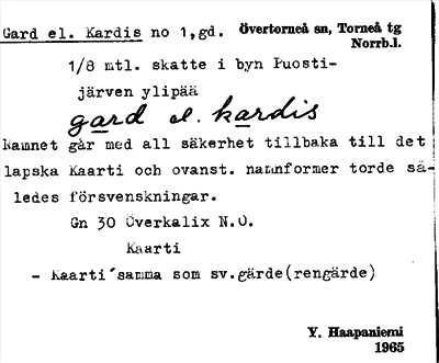 Bild på arkivkortet för arkivposten Gard el. Kardis