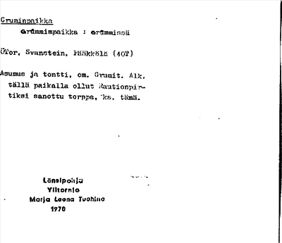 Bild på arkivkortet för arkivposten Gruminpaikka