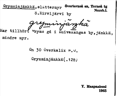 Bild på arkivkortet för arkivposten Grymminjänkkä