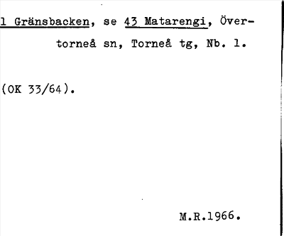 Bild på arkivkortet för arkivposten Gränsbacken, se 43 Matarengi