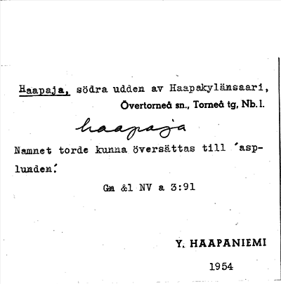 Bild på arkivkortet för arkivposten Haapaja