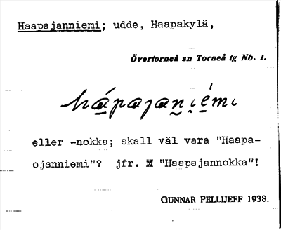 Bild på arkivkortet för arkivposten Haapajanniemi