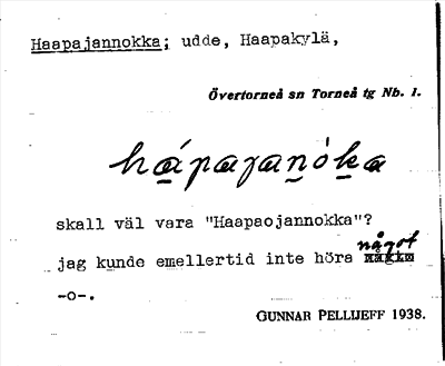 Bild på arkivkortet för arkivposten Haapajannokka