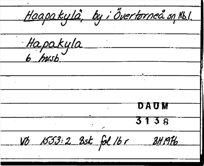 Bild på arkivkortet för arkivposten Haapakylä