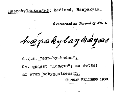 Bild på arkivkortet för arkivposten Haapakylänkangas