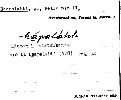 Bild på arkivkortet för arkivposten Haapalahti