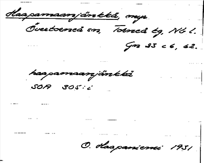 Bild på arkivkortet för arkivposten Haapamaanjänkkä