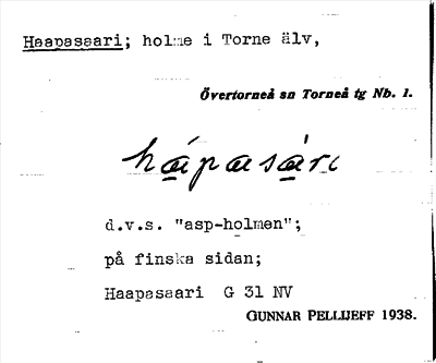 Bild på arkivkortet för arkivposten Haapasaari