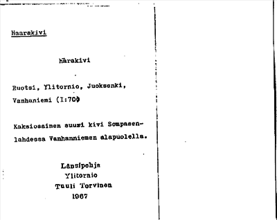 Bild på arkivkortet för arkivposten Haarakivi