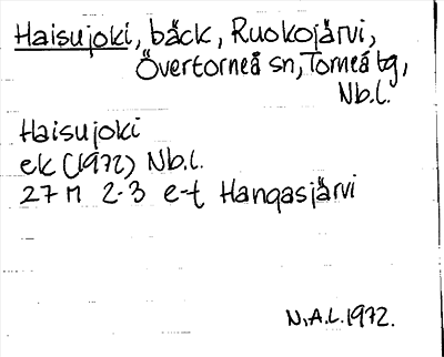 Bild på arkivkortet för arkivposten Haisujoki