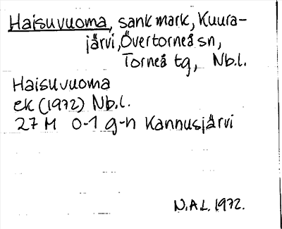 Bild på arkivkortet för arkivposten Haisuvuoma