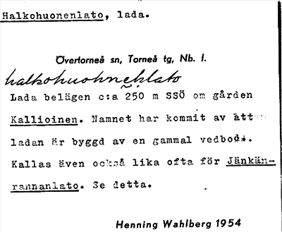 Bild på arkivkortet för arkivposten Halkohuonenlato