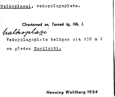 Bild på arkivkortet för arkivposten Halkoplassi