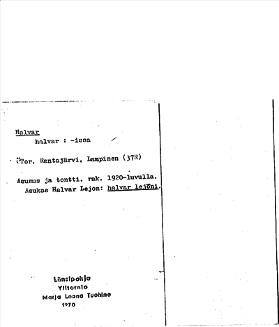 Bild på arkivkortet för arkivposten Halvar
