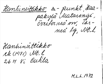 Bild på arkivkortet för arkivposten Hanhinvittikko