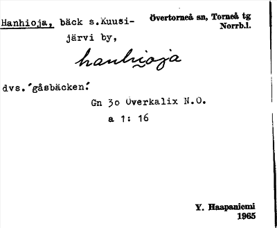 Bild på arkivkortet för arkivposten Hanhioja