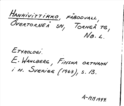 Bild på arkivkortet för arkivposten Hanhivittikko