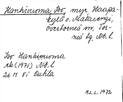Bild på arkivkortet för arkivposten Hanhivuoma, Iso