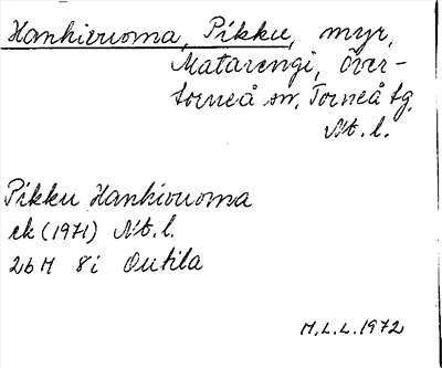 Bild på arkivkortet för arkivposten Hanhivuoma, Pikku