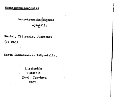 Bild på arkivkortet för arkivposten Hanneksemmukanjänkkä
