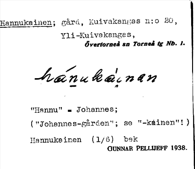 Bild på arkivkortet för arkivposten Hannukainen