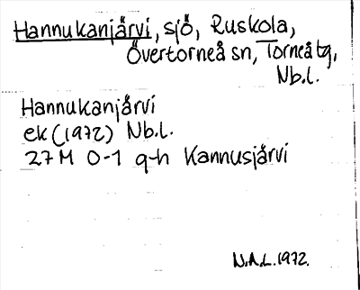 Bild på arkivkortet för arkivposten Hannukanjärvi