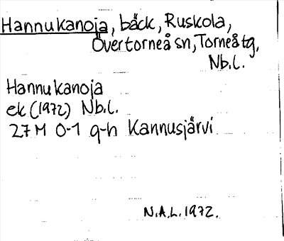 Bild på arkivkortet för arkivposten Hannukanoja