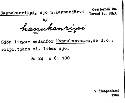 Bild på arkivkortet för arkivposten Hannukanriipi