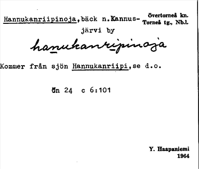 Bild på arkivkortet för arkivposten Hannukanriipinoja