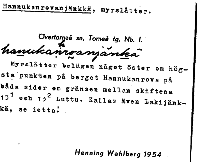 Bild på arkivkortet för arkivposten Hannukanrovanjänkkä