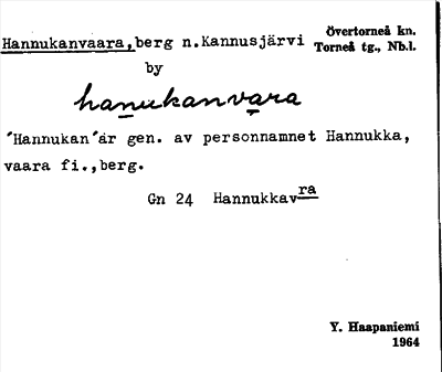 Bild på arkivkortet för arkivposten Hannukanvaara