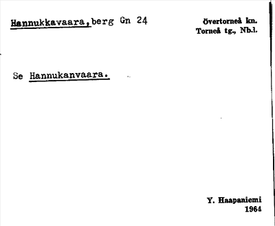 Bild på arkivkortet för arkivposten Hannukkavaara, se Hannukanvaara