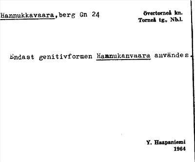 Bild på arkivkortet för arkivposten Hannukkavaara