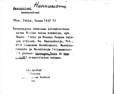 Bild på arkivkortet för arkivposten Hannuniemi
