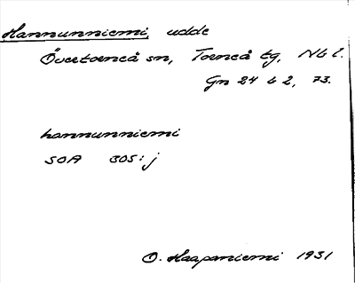 Bild på arkivkortet för arkivposten Hannunniemi