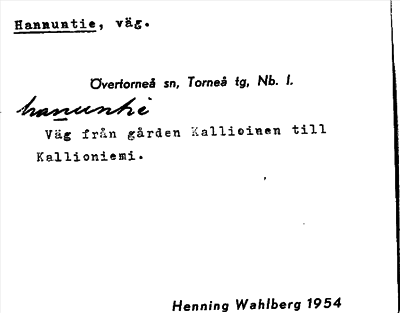 Bild på arkivkortet för arkivposten Hannuntie