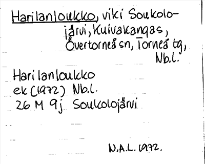 Bild på arkivkortet för arkivposten Harilanloukko