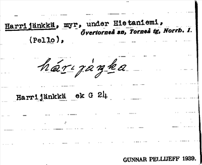 Bild på arkivkortet för arkivposten Harrijänkkä