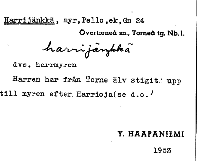 Bild på arkivkortet för arkivposten Harrijänkkä