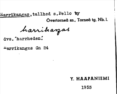 Bild på arkivkortet för arkivposten Harrikangas
