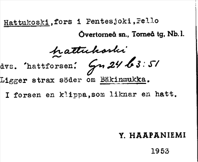Bild på arkivkortet för arkivposten Hattukoski