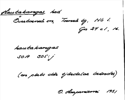 Bild på arkivkortet för arkivposten Hautakangas