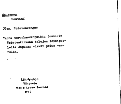 Bild på arkivkortet för arkivposten Hautamaa